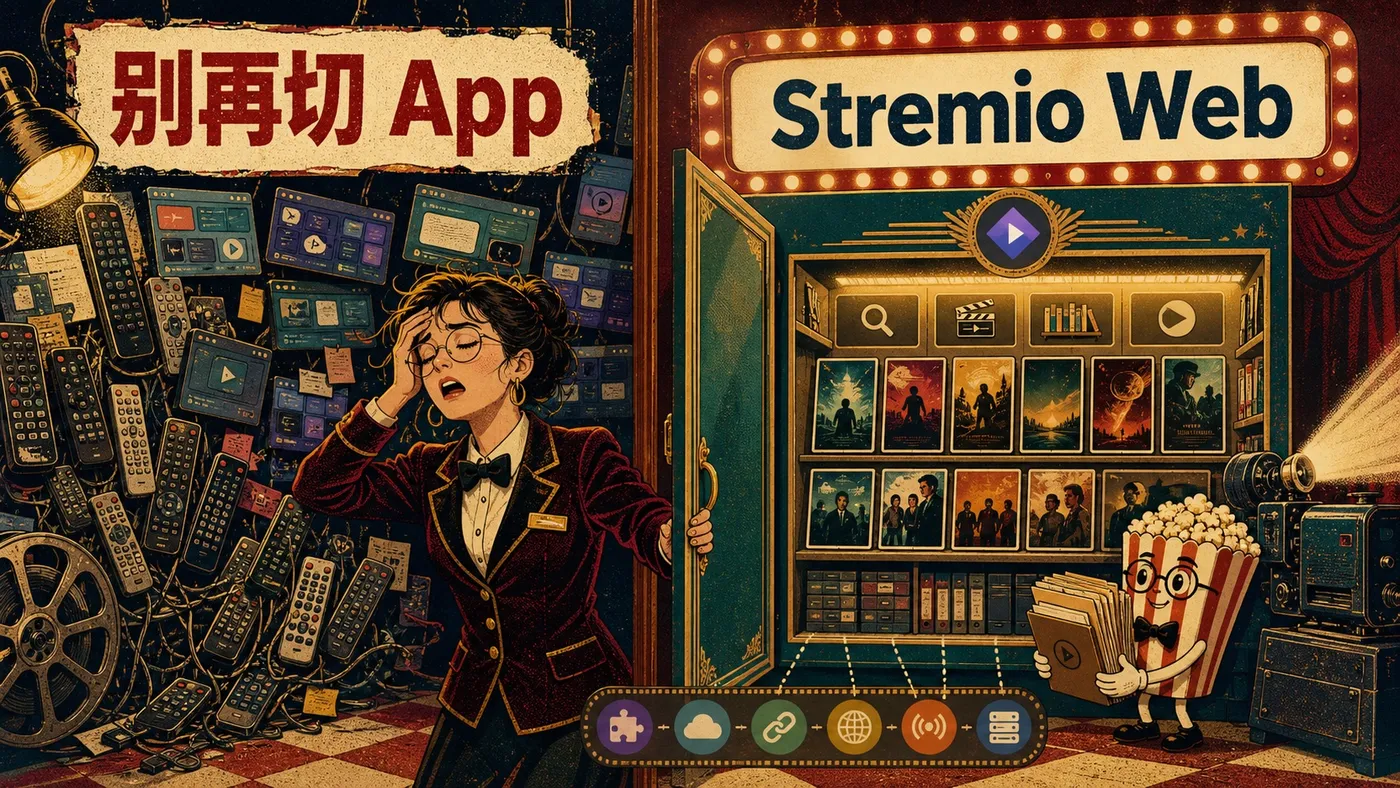 场景创作封面：Stremio Web 把分散的看片入口收进一个媒体中心