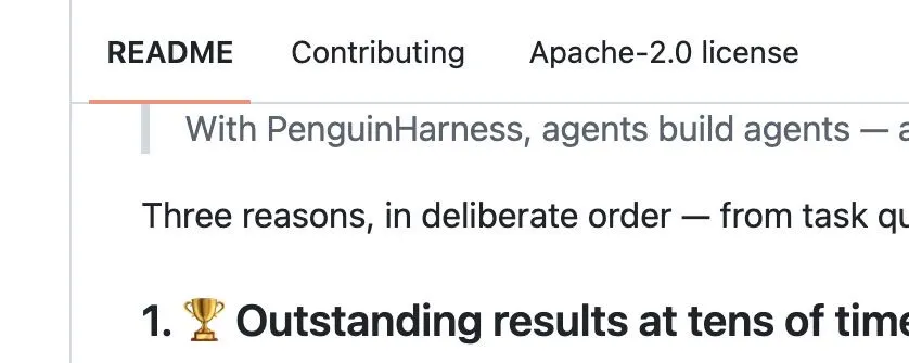 PenguinHarness 项目原始素材：官方截图，Benchmark 数据分析与编程任务对比