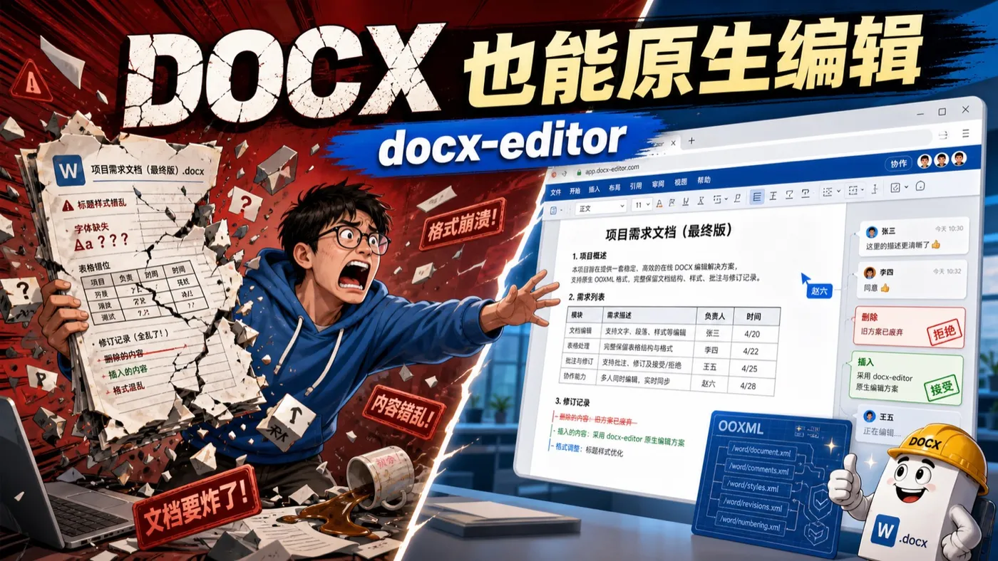 docx-editor 封面：DOCX 也能原生编辑
