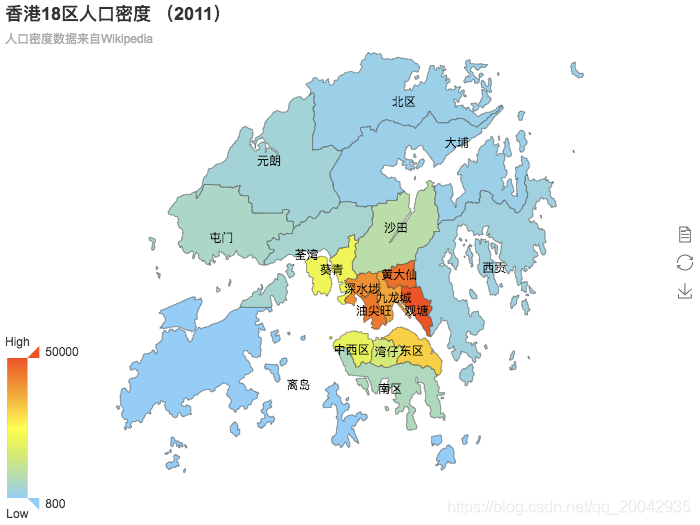 96Echarts - 地理坐标/地图（Population Density of HongKong (2011)）