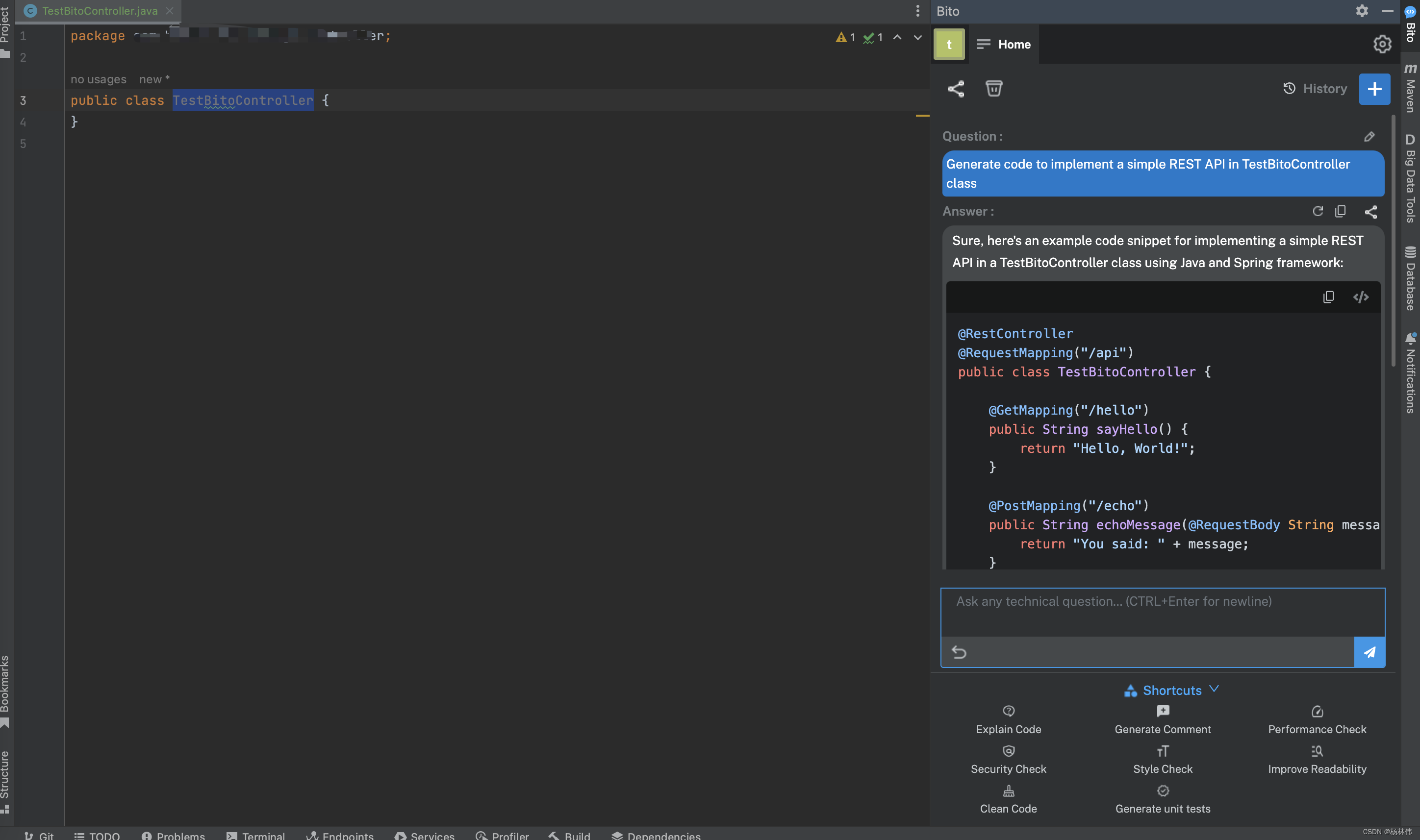 Bito Api 在IntelliJ IDEA中安装并使用Bito代码辅助插件-开发者社区-阿里云