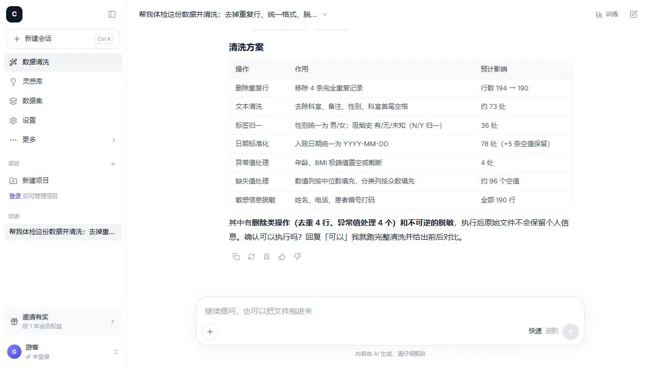 数据体检报告 —— 健康分、问题清单与逐列数据质量画像