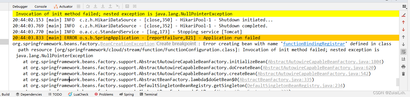 【Java】Error creating bean with name ‘functionBindingRegistrar‘ defined in class path resource的一种解决方式