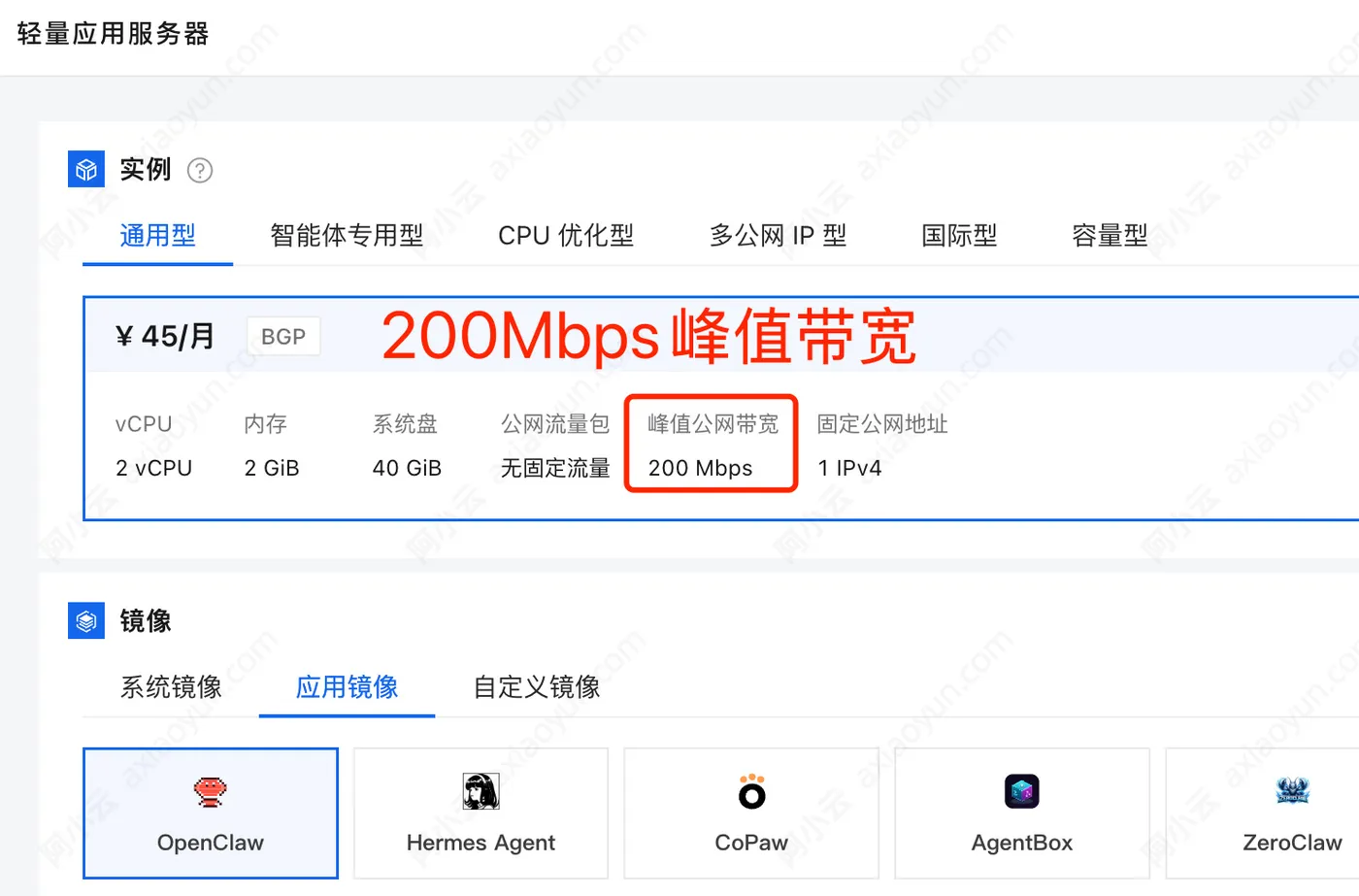 阿里云轻量应用服务器200M带宽
