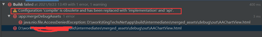Android Execution failed for task ‘:app:mergeDebugAssets‘. ＞ java.nio.file.AccessDeniedException:错误