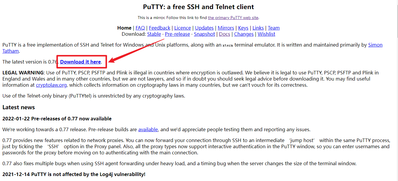 【PuTTY】一个免费的SSH和Telnet客户端