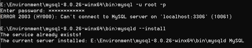 (解决)Can‘t connect to MySQL server on ‘localhost3306‘ (10061)