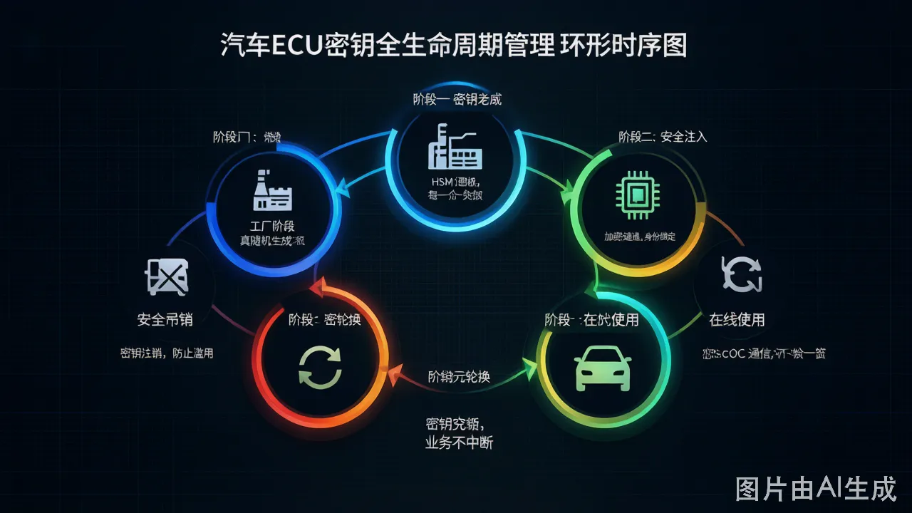 汽车ECU密钥全生命周期管理环形时序图_中文标注_深色科技背_2026-06-08T04-00-05.png