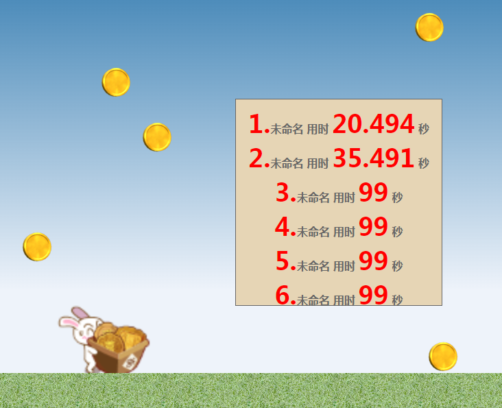 纯JavaScript入门级小游戏：兔子抢金币（附演示地址+源码）