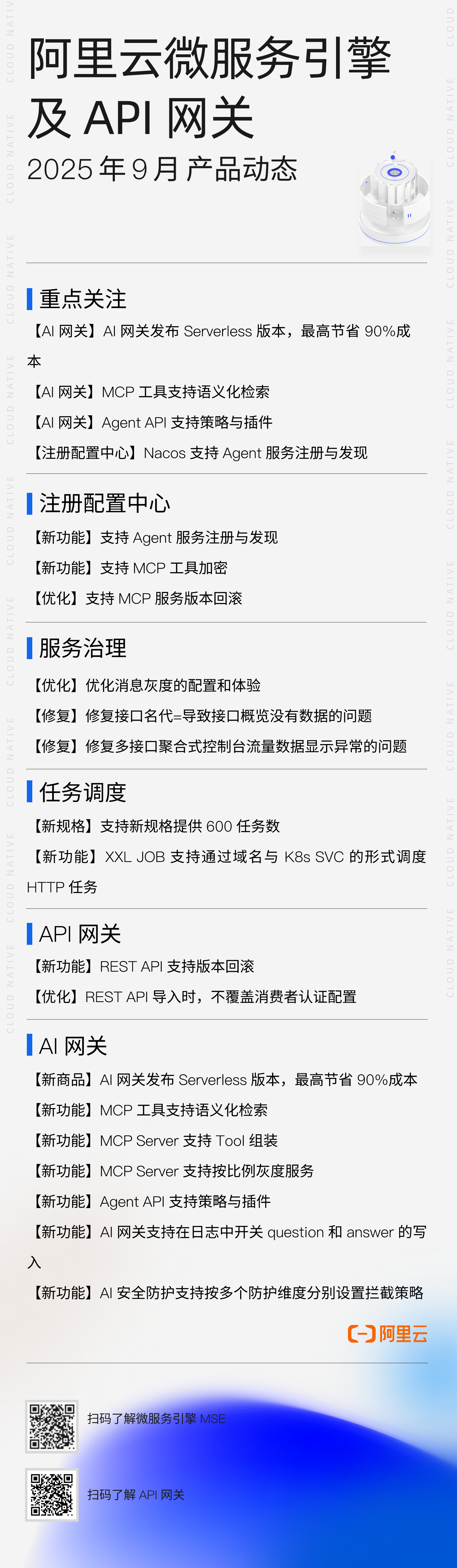 阿里云微服务引擎 MSE 及 API 网关 2025 年 9 月产品动态
