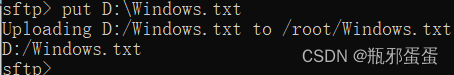 快速学会sftp的 get和put命令，将linux上的linux.txt推送到windows上