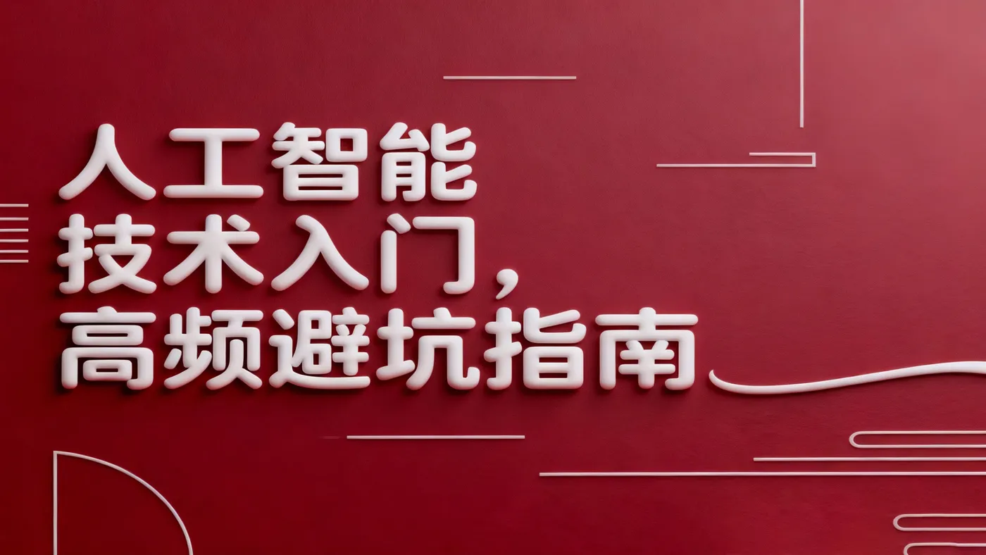 jimeng-2026-01-03-5307-“人工智能技术入门,高频避坑指南”尺寸为16:9,字排列成一行,线条细长圆润,具_.jpg