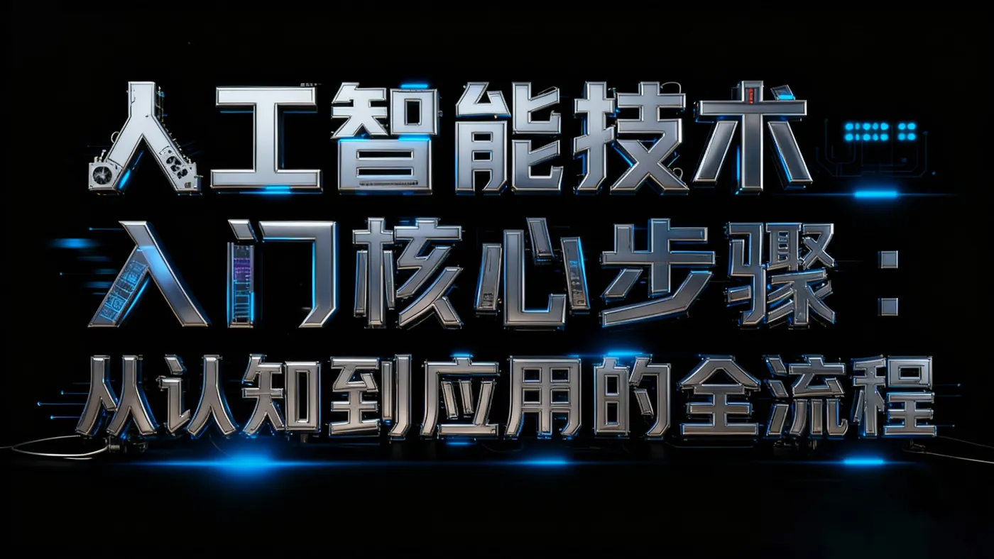 jimeng-2026-01-03-6433-参考图1的机械科技风格,将文字替换为“人工智能技术入门核心步骤:从认知到应用的全_.jpg