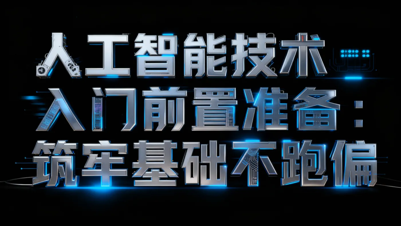 jimeng-2026-01-03-3624-参考图1的机械科技风格,将文字替换为“人工智能技术入门前置准备:筑牢基础不跑偏”_.jpg