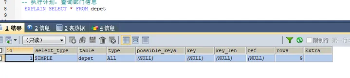 mysql中explain使用说明