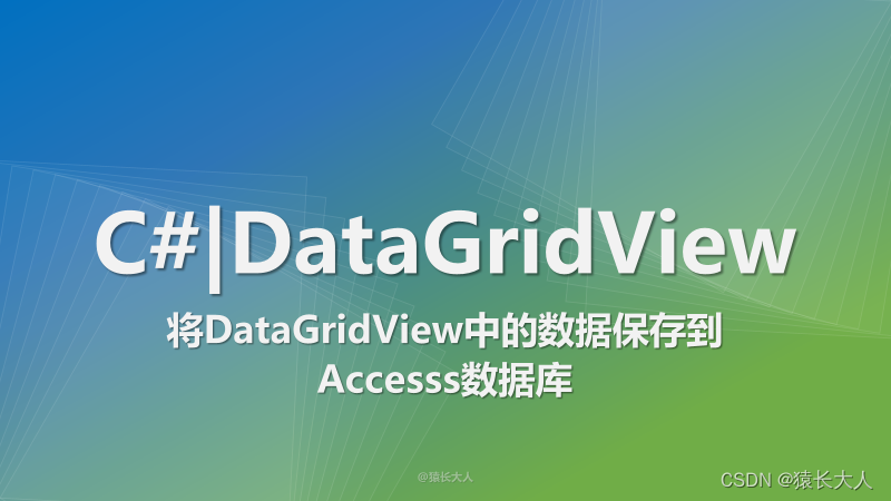 C# | 将DataGridView中的数据保存到Accesss数据库