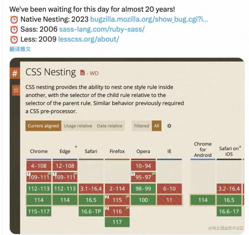 将近20年，CSS终于在所有现代浏览器实现了原生嵌套语法！！！