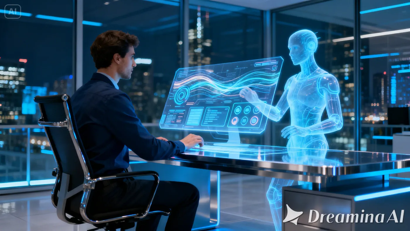 dreamina-2026-01-21-9649-未来数字办公室：展示人类运营工程师与透明化的 Agent 协作界面共同工作的场景.jpeg