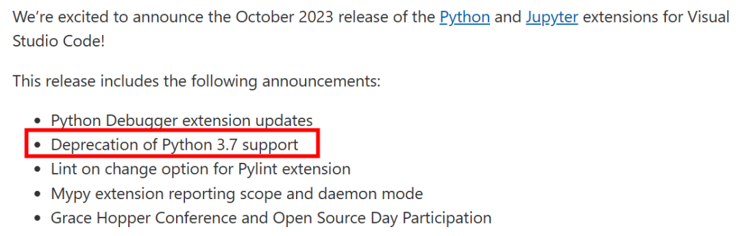 VSCode 放弃 Python 3.7