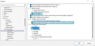 Visual Studio 2019 设置手动触发 clang-format 格式化