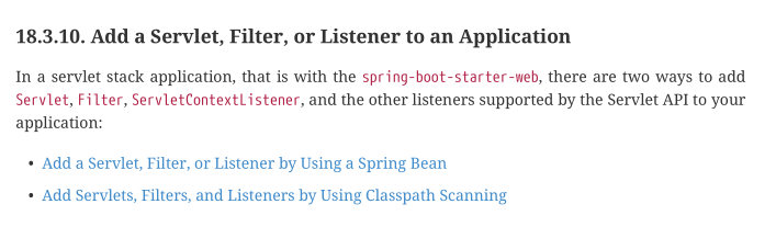 在spring boot中添加servlet filter *Listener
