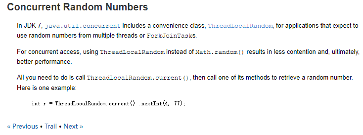 java8的JDK文档--Tutorial - Concurrency Lesson-Concurrent Random Numbers(并发随机数）