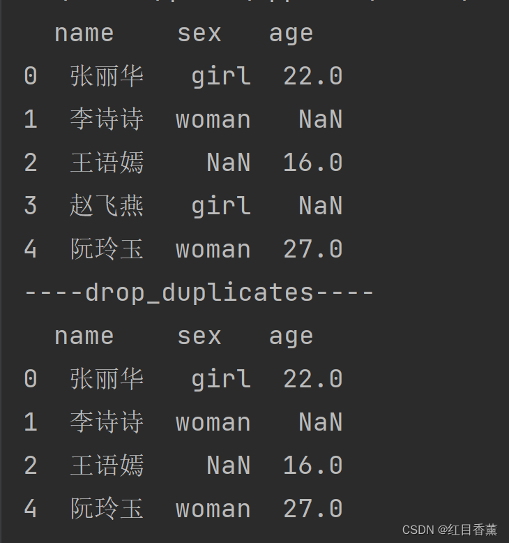 Pandas数据处理3、DataFrame去重函数drop_duplicates()详解