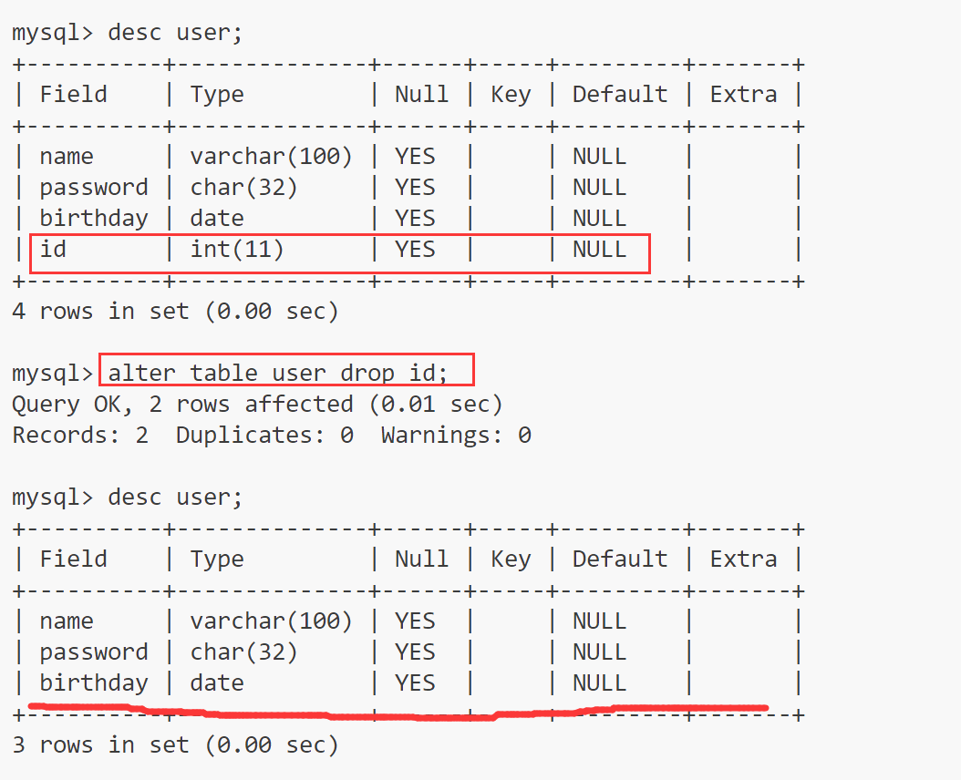 MySQL对表的操作以及数据类型(二）