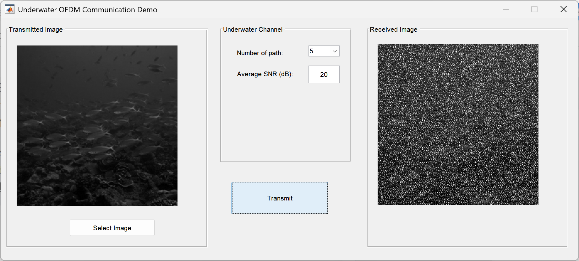 基于OFDM技术的水下声学通信多径信道图像传输研究（Matlab代码实现）
