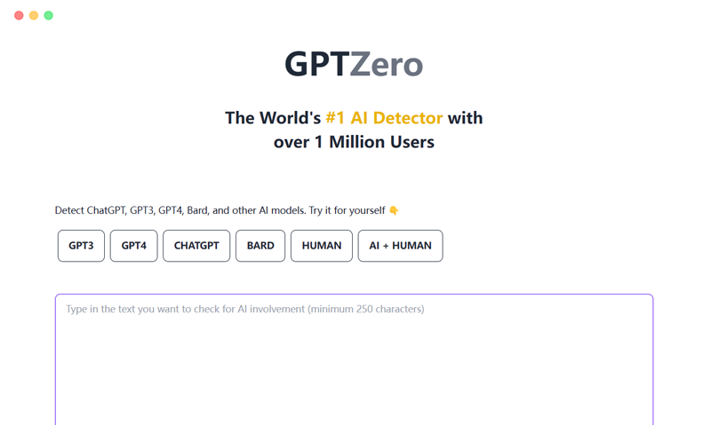 GPTZero: 适用于ChatGPT的AI内容检测工具