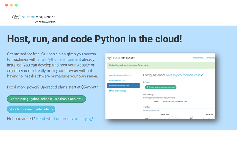 Pythonanywhere: 免费在线Python开发托管主机服务