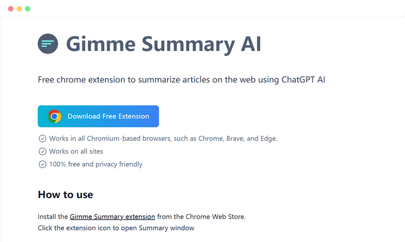 Gimme Summary AI: 基于AI的在线文本内容摘要生成器