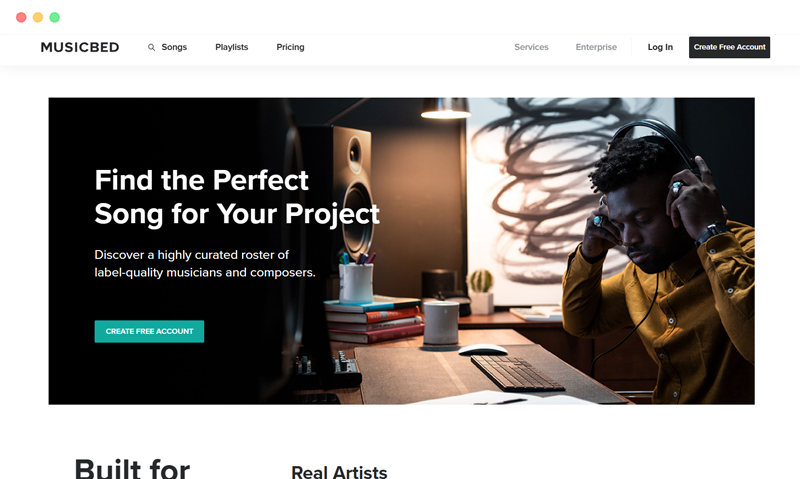 Musicbed 是一个版权背景音乐素材授权平台
