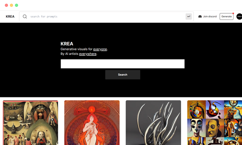 Krea.ai: AI绘画图片prompt提示关键词搜索共享平台