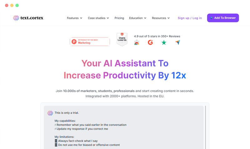 TextCortex AI: 基于AI的智能写作文章生成器工具