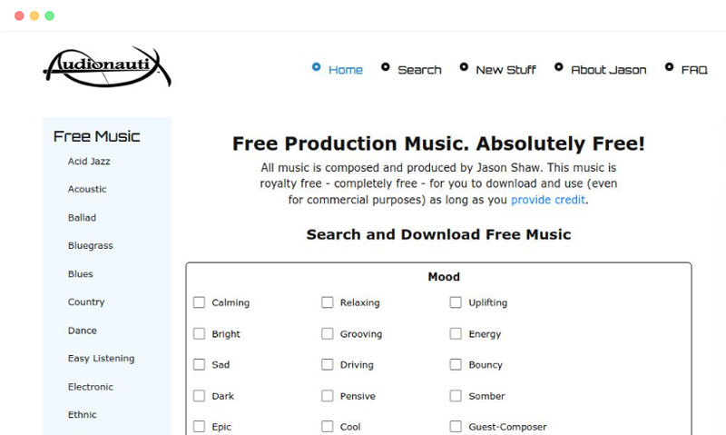 Audionautix: 免版权音乐素材资源下载网站