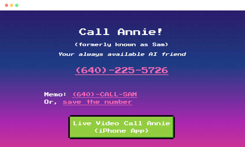 Call Annie AI 是一款可以让你和一个人工智能生成的虚拟女性形象进行视频聊天的应用