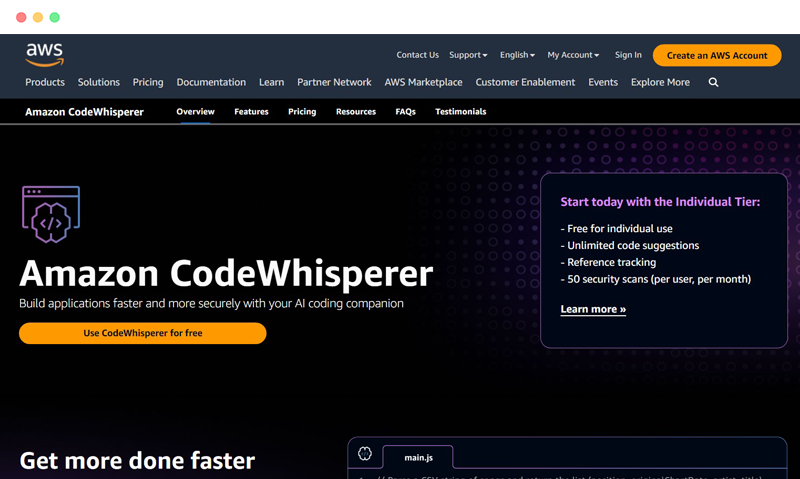 Amazon AWS CodeWhisperer:基于机器学习的AI编码助手