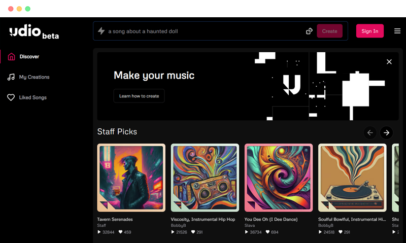 Udio AI: 免费在线AI音乐生成器工具平台