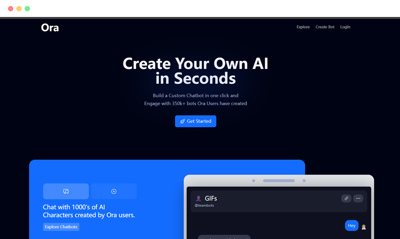 ora.ai: 是一个让你在几分钟内创建自定义AI聊天机器人的网站