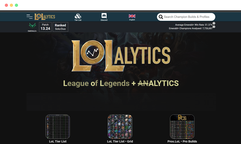 lolalytics: 免费在线英雄联盟游戏数据分析网站