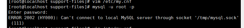亲测有效，解决Can ‘t connect to local MySQL server through socket ‘/tmp/mysql.sock ‘(111) “；
