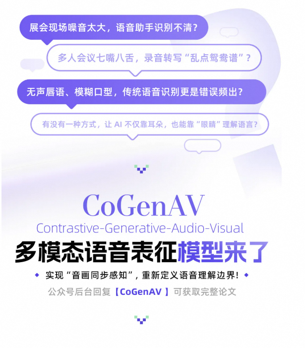 通义 CoGenAV 大模型音画同步感知,重新定义语音理解边界