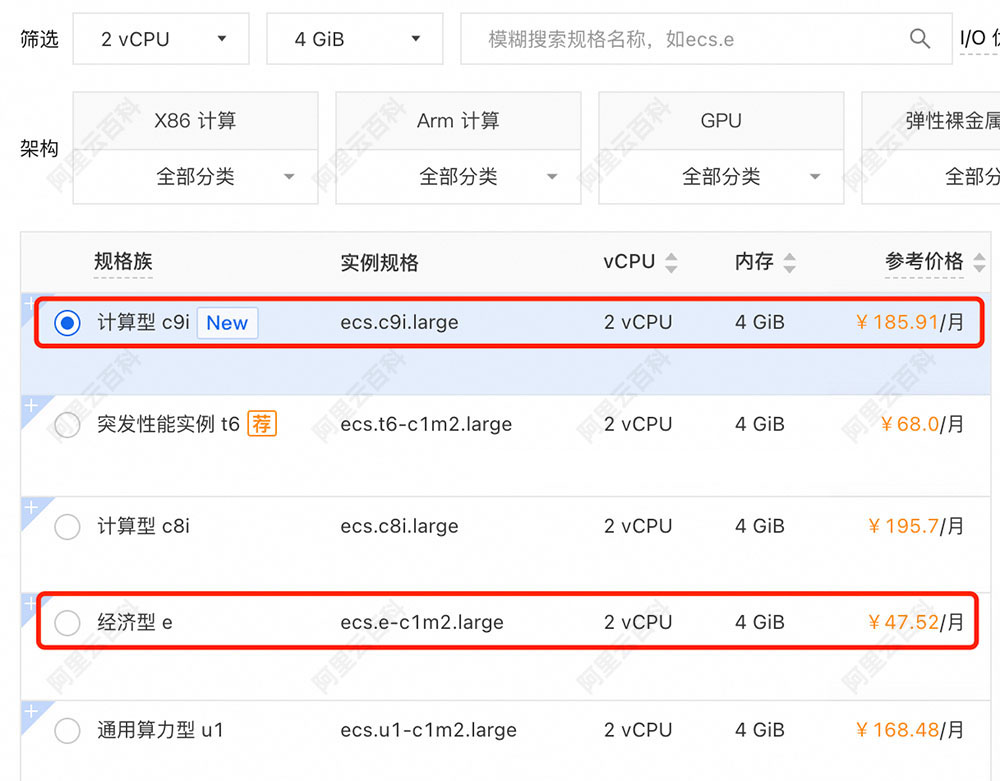 阿里云服务器ECS规格族价格差异.jpg