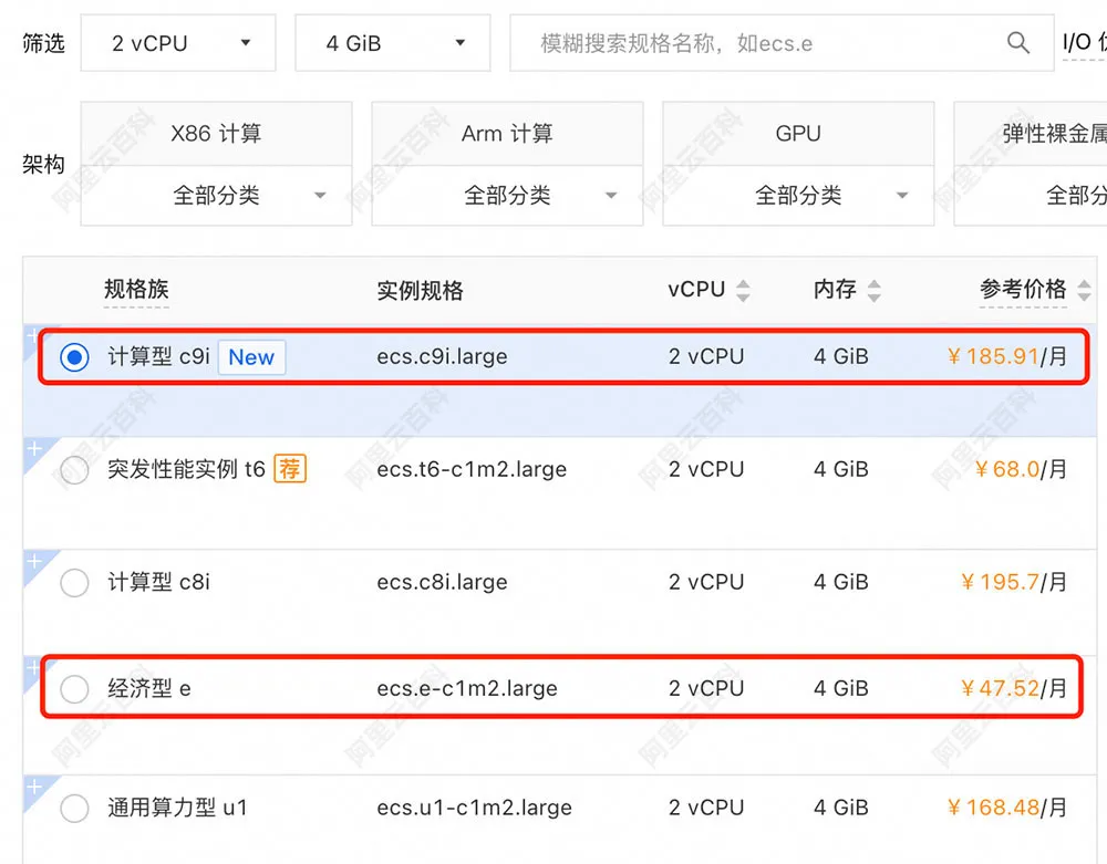 阿里云服务器ECS规格族价格差异.jpg