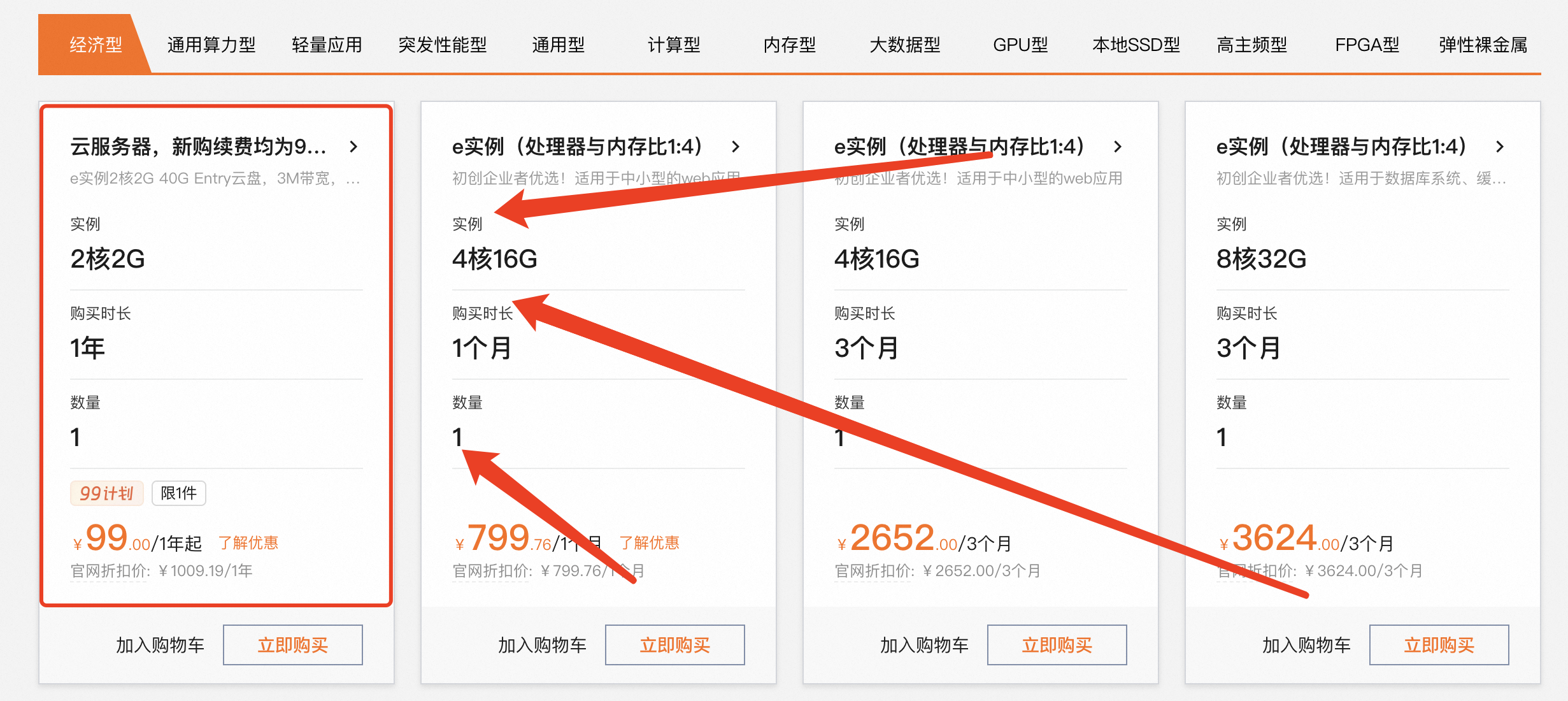 阿里云服务器ECS优惠价格99元一年