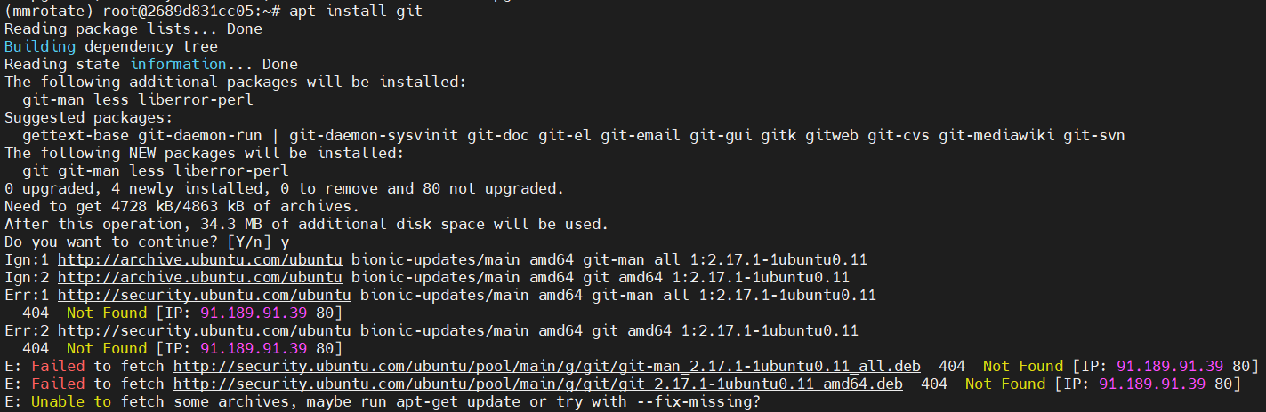 apt install git:Unable to fetch some archives, maybe run apt-get update or try with --fix-missing?