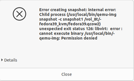 使用libvirt创建快照时提示权限不足