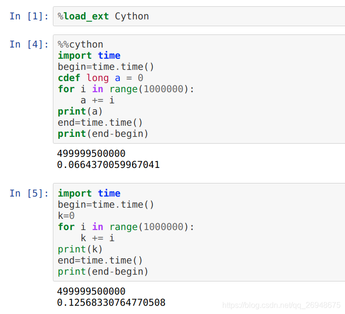 在notebook中运行cython和Python效率对比