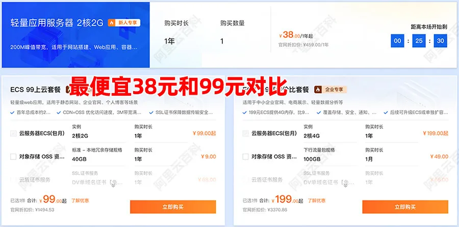 阿里云最便宜云服务器配置对比